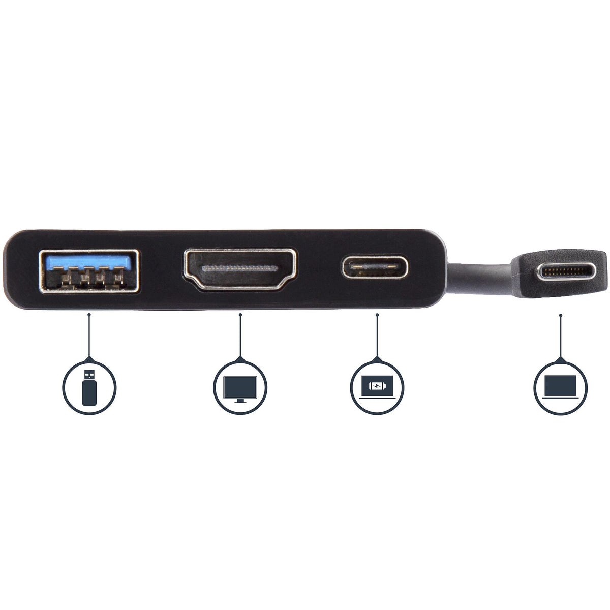 StarTech.com USB-C multiportadapter med HDMI - USB 3.0-port - 60 W PD - Svart