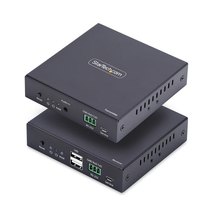 StarTech.com HDMI KVM-förlängare över IP-nätverk, 4K 60 Hz, drivrutinslös, HDMI och USB över Ethernet/CAT6, AVoIP, sändar- och mottagarsats, inklusive monteringssatser