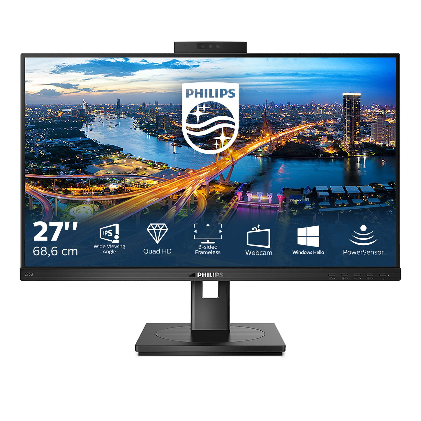 Philips B Line 275B1H/00 platta pc-skärmar 68,6 cm (27") 2560 x 1440 pixlar 2K Ultra HD LED Svart