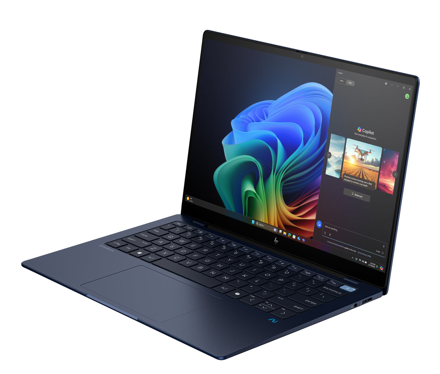 HP EliteBook Ultra G1q8 Qualcomm Snapdragon X1P-42-100 Bärbar dator 35,6 cm (14") 2.2K 16 GB LPDDR5x-SDRAM 512 GB SSD Wi-Fi 7 (802.11be) Windows 11 Pro Blå