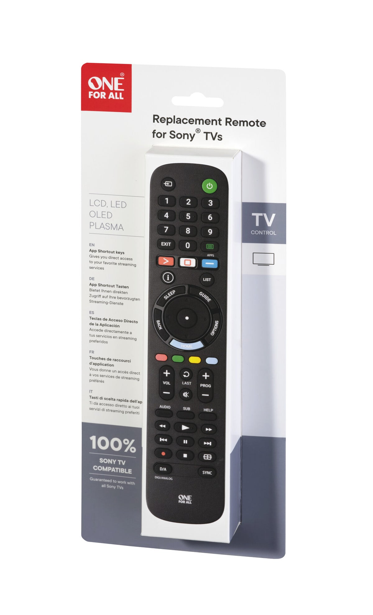 One For All TV Replacement Remotes alternativ TV-fjärrkontroll Sony
