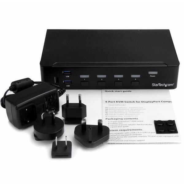 StarTech.com DisplayPort KVM-switch med 4 portar - USB 3.0 - 4K 30 Hz