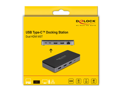 DeLOCK 88271 dockningsstationer för bärbara datorer Kabel USB 3.2 Gen 1 (3.1 Gen 1) Type-C Svart, Grå