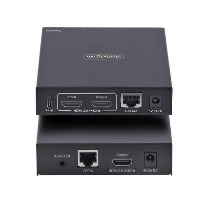 StarTech.com HDMI KVM-förlängare över IP-nätverk, 4K 60 Hz, drivrutinslös, HDMI och USB över Ethernet/CAT6, AVoIP, sändar- och mottagarsats, inklusive monteringssatser