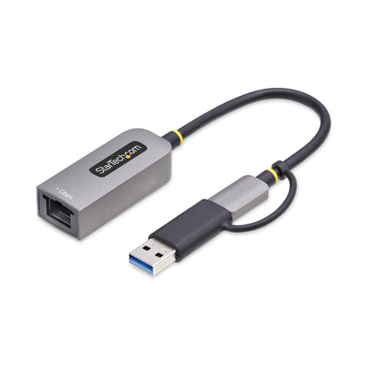 StarTech.com USB-C till Ethernet-adapter med USB-A-dongel, 10/100/1 000 Mbps, USB 3.0 till Gigabit Ethernet-nätverksadapter, 15 cm ansluten kabel, USB GbE-adapter