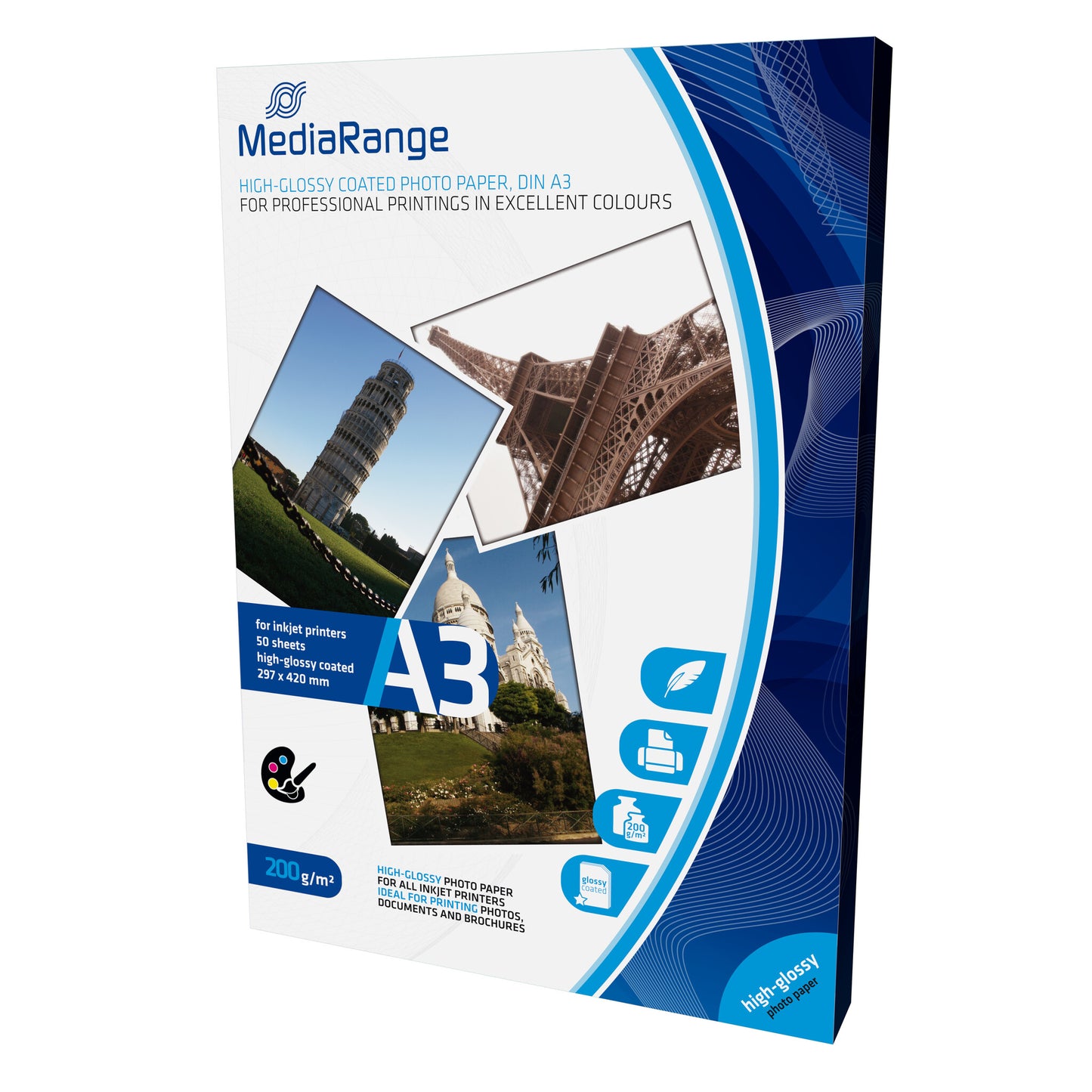 MediaRange MRINK109 fotopapper A3 Vit Högglans