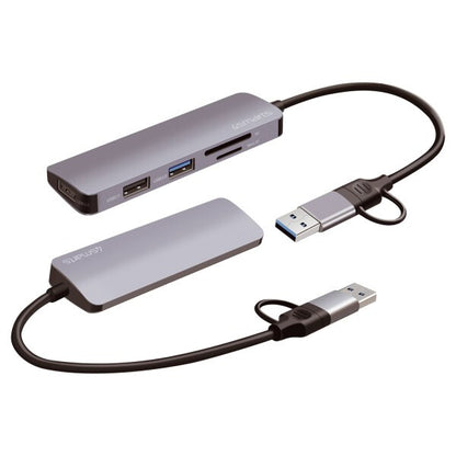 4smarts 469630 dockningsstationer för bärbara datorer Kabel USB 3.2 Gen 1 (3.1 Gen 1) Type-A + Type-C Grå