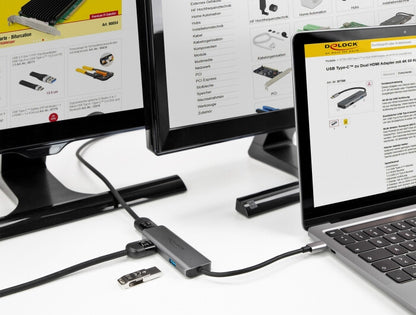 DeLOCK 87780 dockningsstationer för bärbara datorer Kabel USB 3.2 Gen 1 (3.1 Gen 1) Type-C Grå