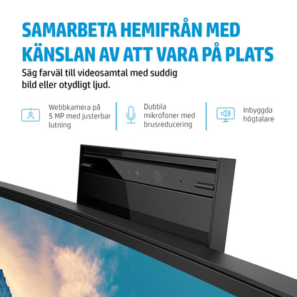 HP E34m G4 välvd WQHD-USB-C-bildskärm för konferenssamtal