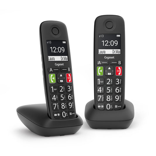 Gigaset E290 Duo Handset till analog telefon Namn och uppringnings-ID Svart