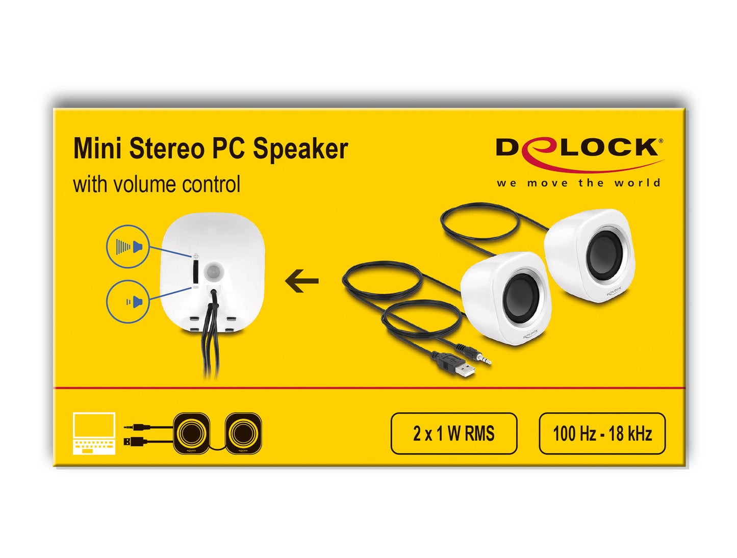 DeLOCK 27008 högtalare Silver, Vit Kabel 2 W