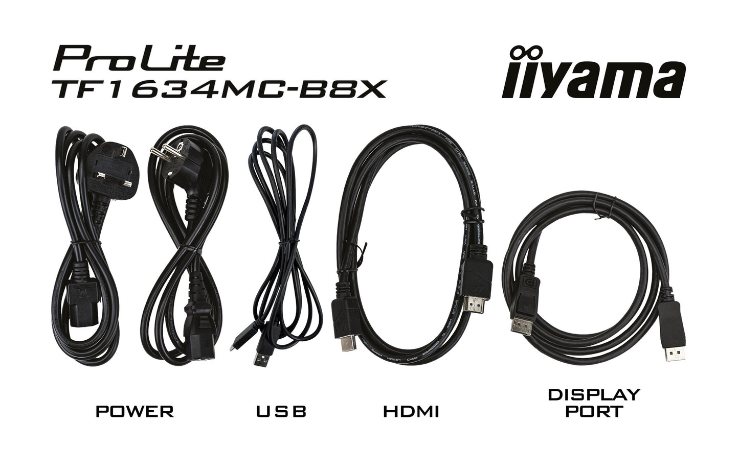 iiyama ProLite TF1634MC-B8X platta pc-skärmar 39,6 cm (15.6") 1920 x 1080 pixlar Full HD LED Pekskärm Flera användare Svart