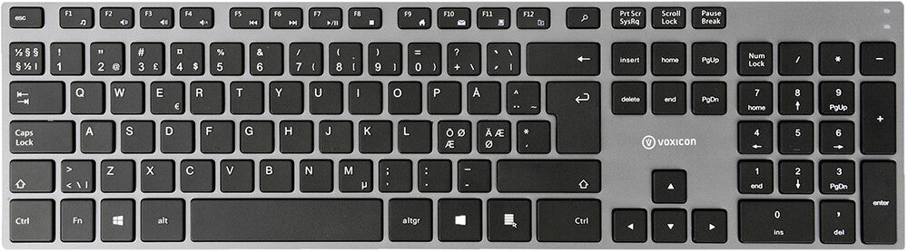 Voxicon Slim Metal 295 tangentbord RF Trådlös QWERTY Nordic Svart, Grå
