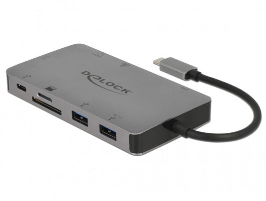 DeLOCK 87735 dockningsstationer för bärbara datorer Kabel USB 3.2 Gen 1 (3.1 Gen 1) Type-C Grå