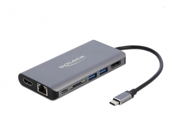 DeLOCK 87683 dockningsstationer för bärbara datorer Kabel USB 3.2 Gen 1 (3.1 Gen 1) Type-C Grå