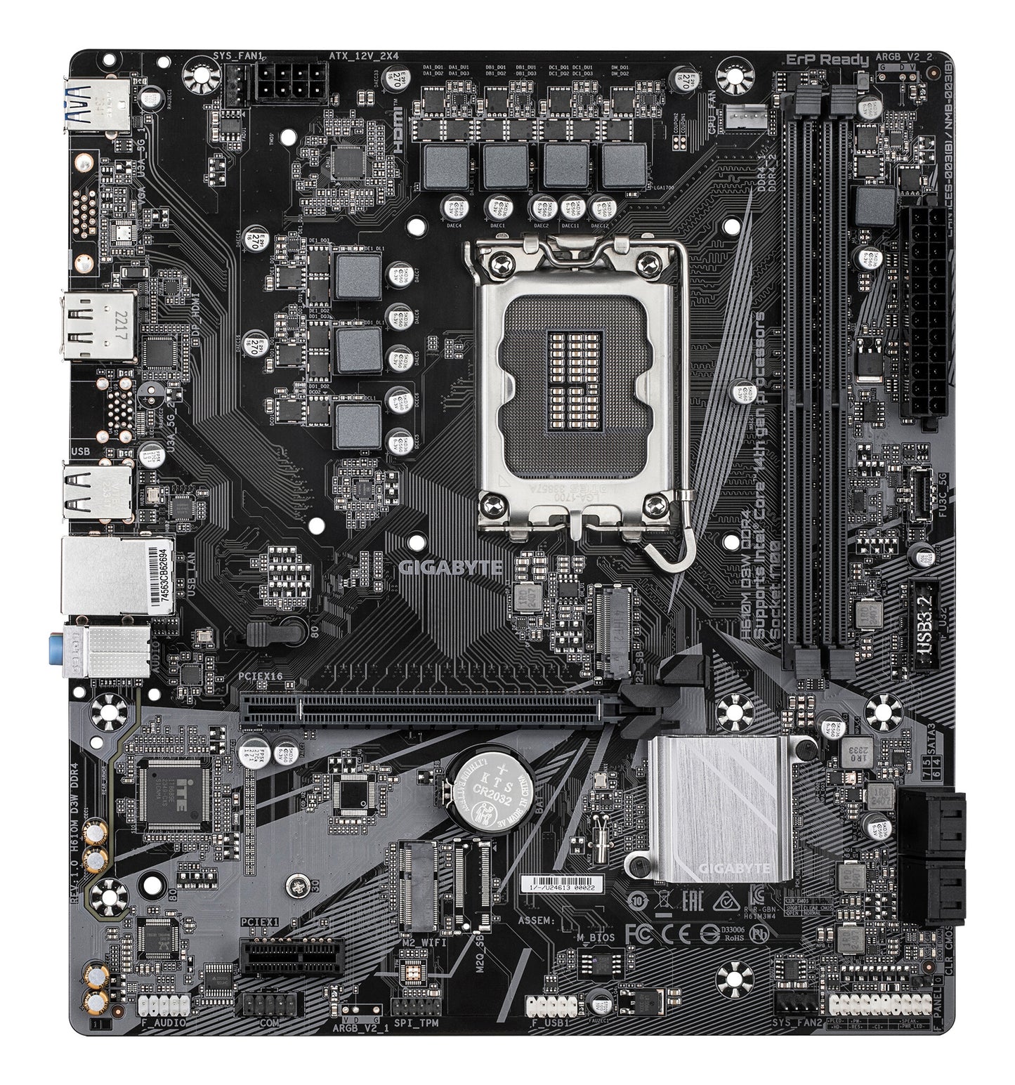 GIGABYTE H610M D3W DDR4 moderkort Intel H610 LGA 1700 micro ATX