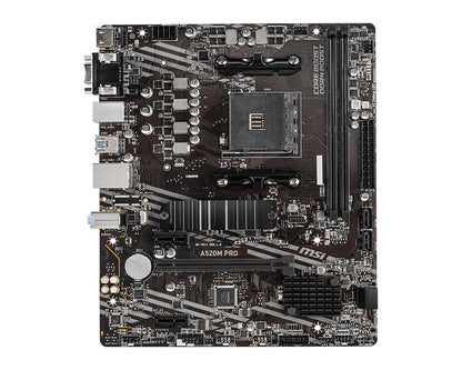 MSI A520M PRO moderkort AMD A520 Uttag AM4 micro ATX