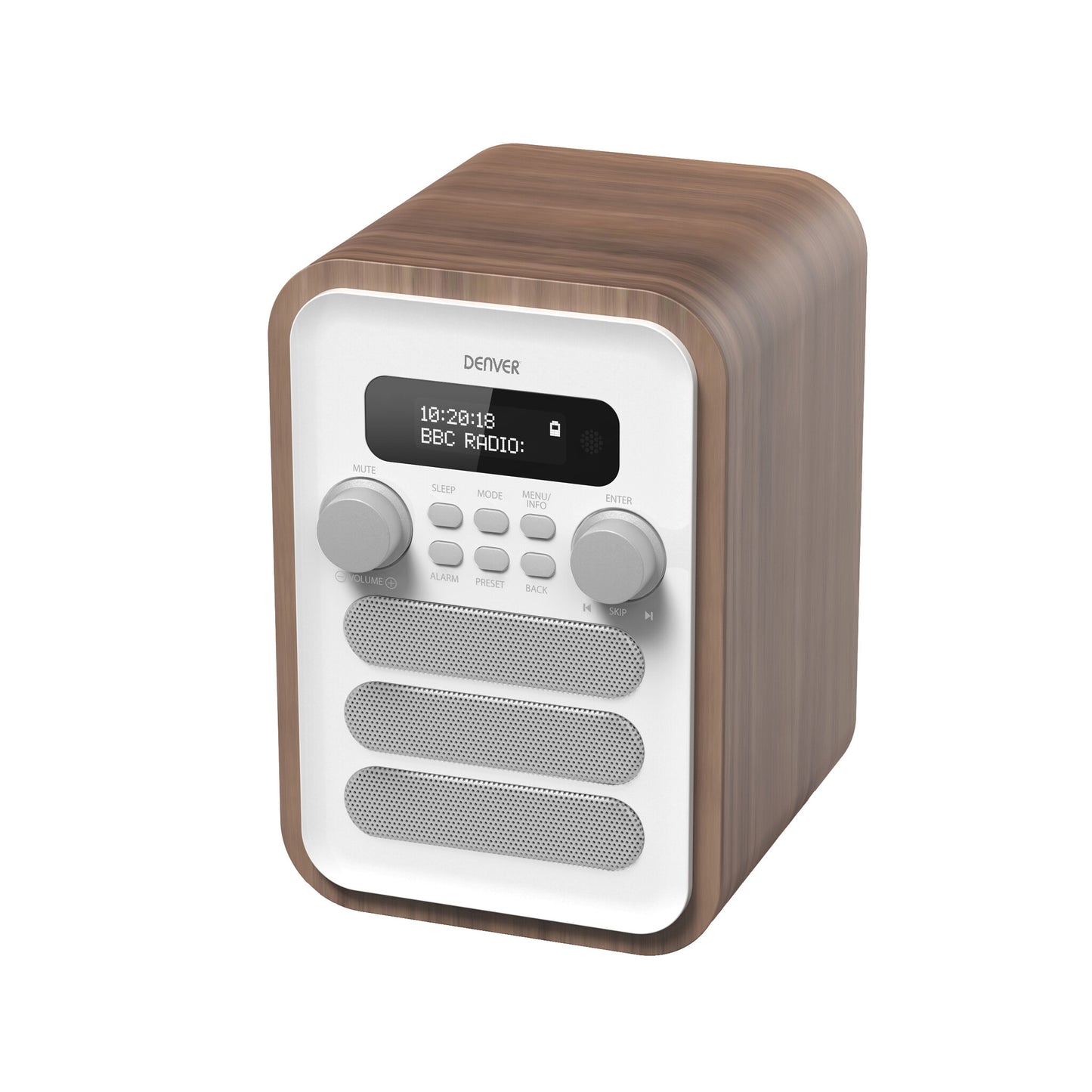 Denver DAB-48WHITE Personal Digital Vit, Trä