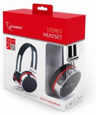 Gembird MHS-903 hörlur och headset Kabel Huvudband Samtal/musik Svart, Röd, Silver