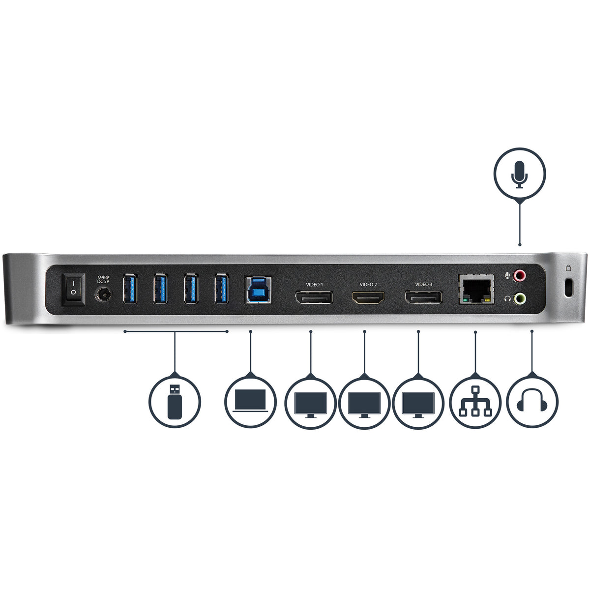 StarTech.com USB 3.0-dockningsstation för trippelskärmar - 1x HDMI - 2x DisplayPort