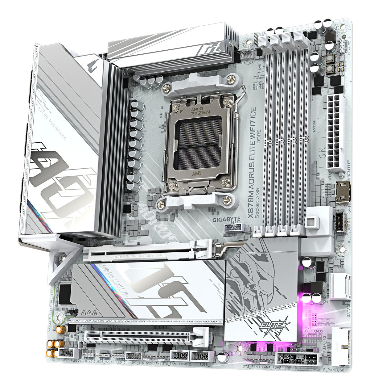 GIGABYTE X870M AORUS ELITE WIFI7 ICE AMD X870 AM5-sockel micro ATX