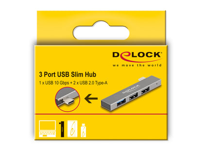 DeLOCK 64274 dockningsstationer för bärbara datorer Dockning USB 3.2 Gen 2 (3.1 Gen 2) Type-C Grå