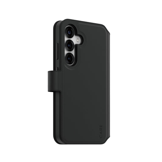 PanzerGlass CARE by ® Feature Case Tango Two-in-One Wallet w. Qi Compatible Samsung Galaxy S25 mobiltelefonfodral Omslag Svart