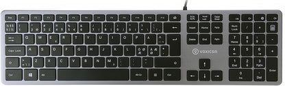 Voxicon Slim 280 Metal tangentbord Kontor USB QWERTY Nordic Svart, Silver