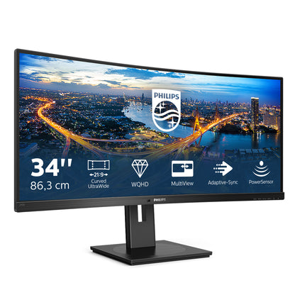 Philips B Line 345B1C/00 platta pc-skärmar 86,4 cm (34") 3440 x 1440 pixlar Quad HD LCD Svart