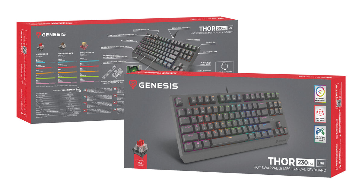GENESIS Thor 230 TKL Lite tangentbord Spela USB QWERTY Engelsk Svart