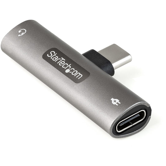 StarTech.com USB-C-ljud- och laddningsadapter - USB-C ljudadapter med TRRS-hörlurs-/headsetuttag på 3,5 mm och 60 W USB Type-C Power Delivery Pass-through-laddare - För telefon/surfplatta/bärbar dator med USB-C