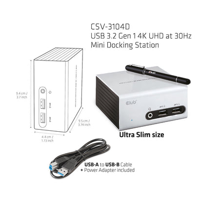CLUB3D SenseVision USB 3.0 4K UHD Mini Docking Station