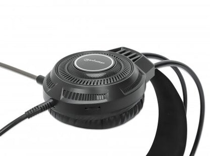 Manhattan 180696 hörlur och headset Kabel Huvudband Spela USB Type-A Svart