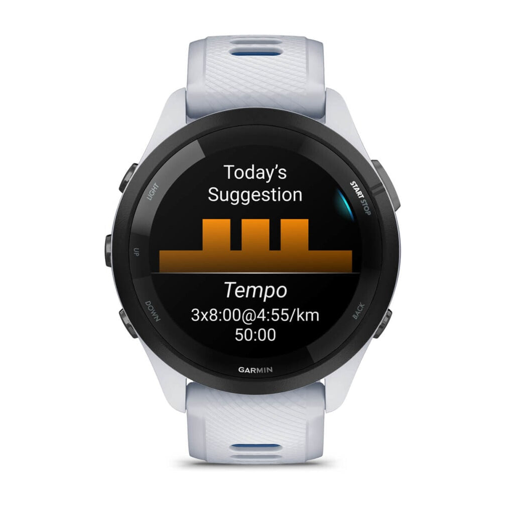 Garmin Forerunner 265 3,3 cm (1.3") AMOLED 46 mm Digital 416 x 416 pixlar Pekskärm Svart, Vit Wi-Fi GPS