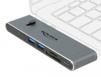 DeLOCK 87752 dockningsstationer för bärbara datorer Kabel USB 3.2 Gen 1 (3.1 Gen 1) Type-C Grå