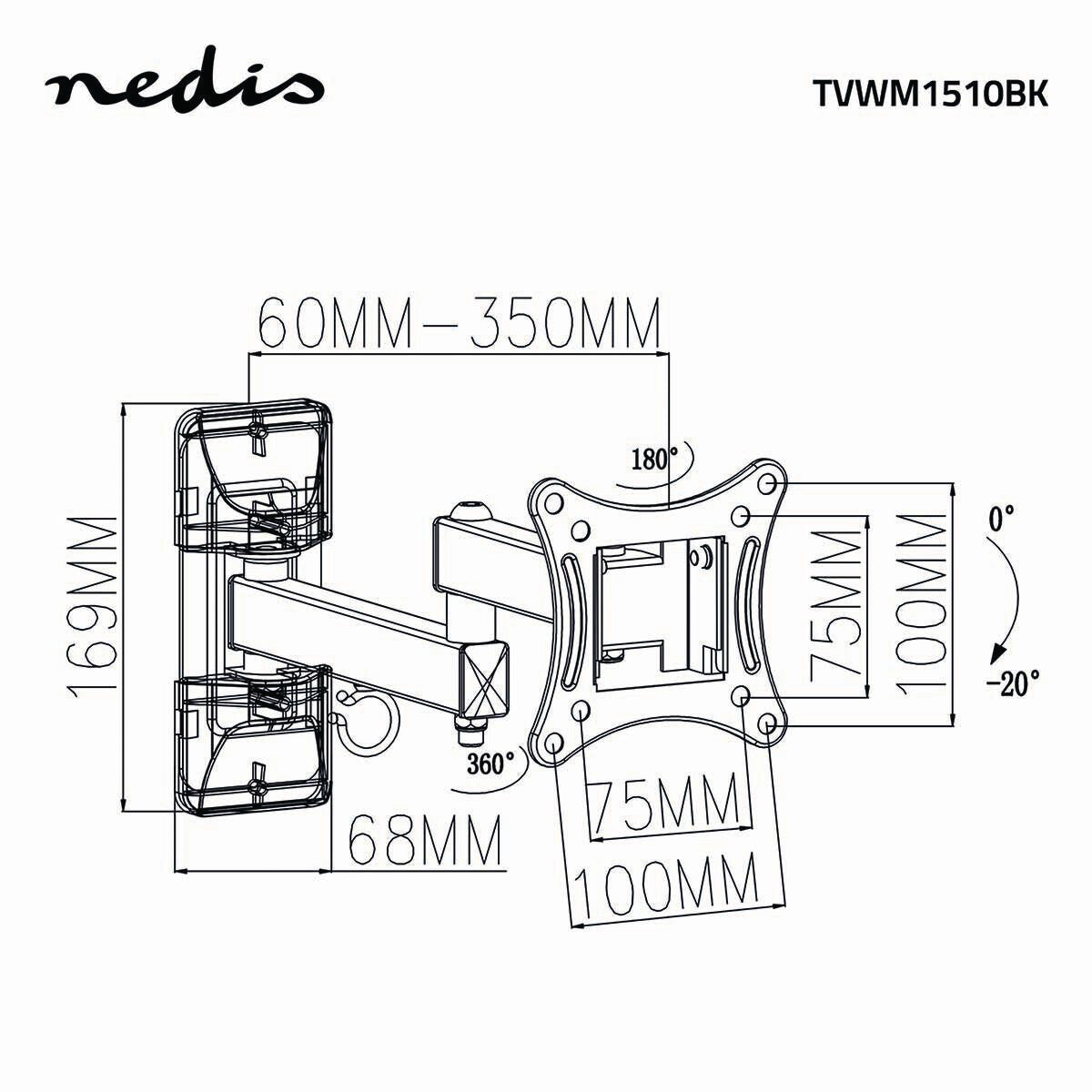 Nedis TVWM1510BK tv-fäste 68,6 cm (27") Svart