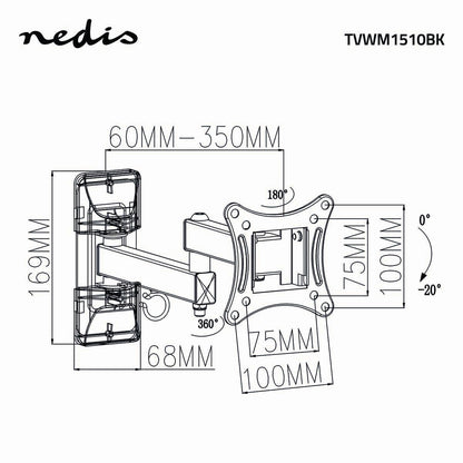 Nedis TVWM1510BK tv-fäste 68,6 cm (27") Svart