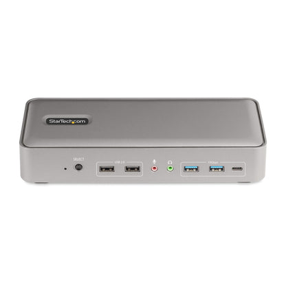 StarTech.com KVM-dockningsstation för dubbla bärbara datorer med USB-C, 4K 60 Hz DisplayPort-dockningsstation för dubbelskärm, USB-hubb med 5 portar, GbE, 90 W/45 W strömförsörjning till två bärbara datorer, Windows/Mac, KVM-dockningsstation med 2 värdar