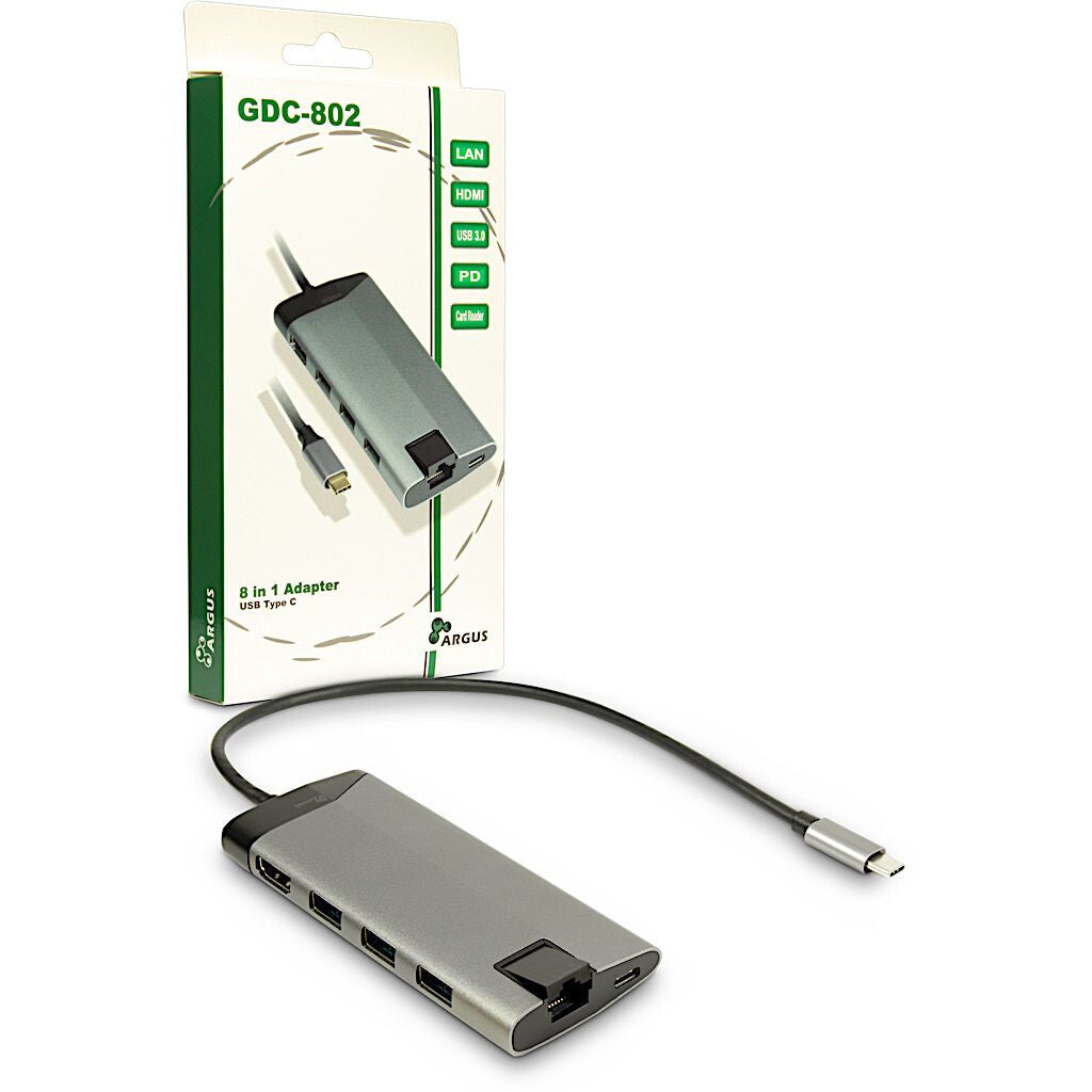 Inter-Tech GDC-802 Kabel USB 3.2 Gen 1 (3.1 Gen 1) Type-C Grå