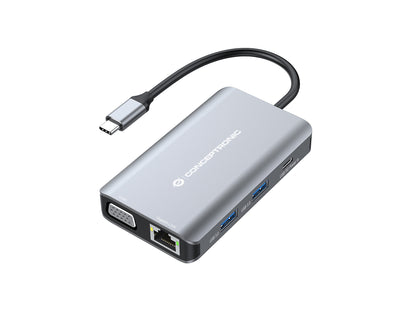 Conceptronic DONN21G dockningsstationer för bärbara datorer Kabel USB 3.2 Gen 1 (3.1 Gen 1) Type-C Grå