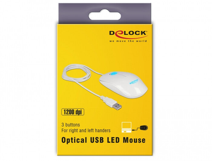 DeLOCK 12537 datormöss Kontor Ambidextrous USB Type-A Optisk 1200 DPI