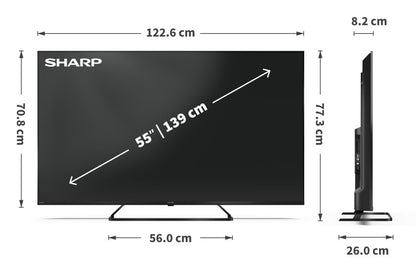 Sharp 55HP6265E TV-apparat 139,7 cm (55") 4K Ultra HD Smart-TV Wi-Fi Svart