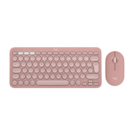 Logitech Pebble 2 Combo tangentbord Mus inkluderad Universal Trådlös RF + Bluetooth QWERTY Amerikanskt internationellt Rosa