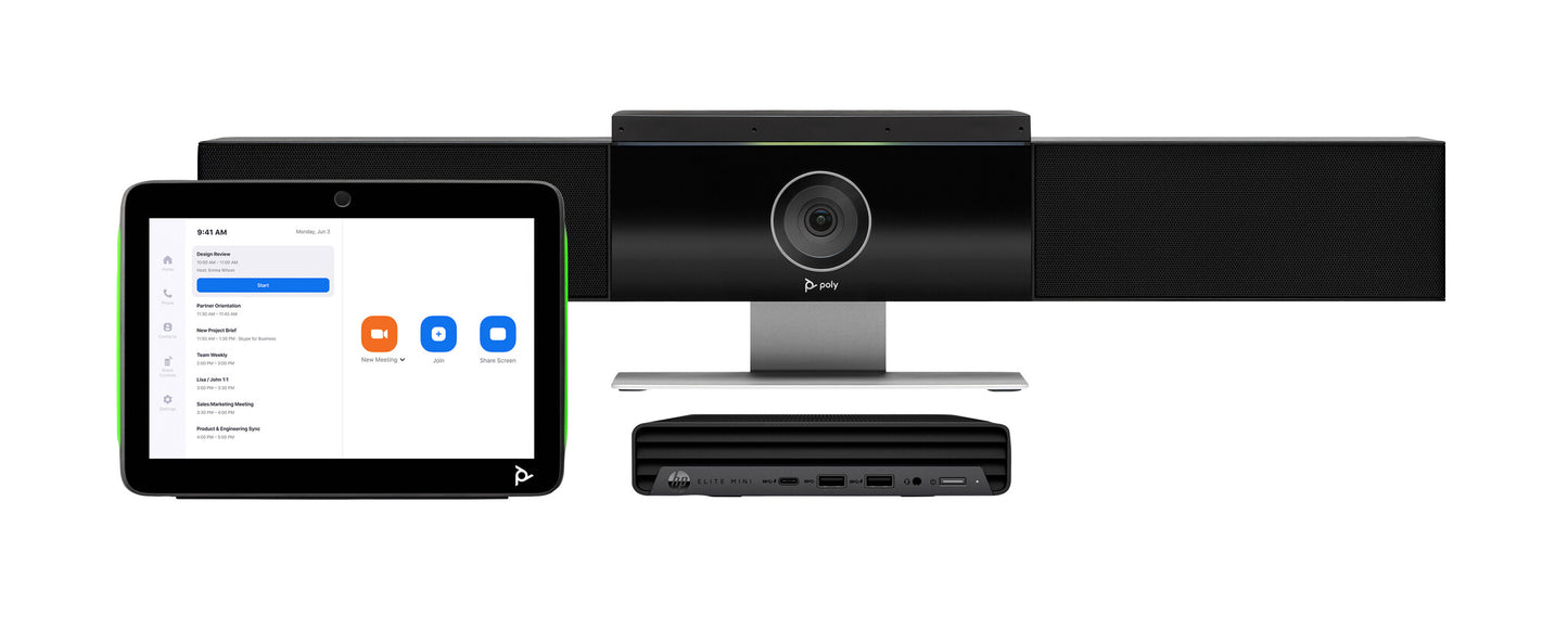 POLY Studio Medium Room Bundle for Zoom Rooms: Studio USB Video Bar and HP PC w/TC10 (ABB)