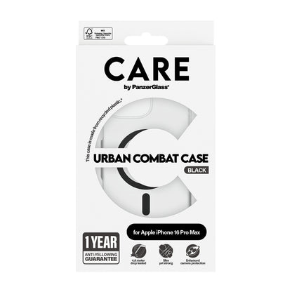 PanzerGlass CARE™ by ® Urban Combat Case Transparent w. Black MagSafe iPhone 16 Pro Max mobiltelefonfodral Mobilskal Svart