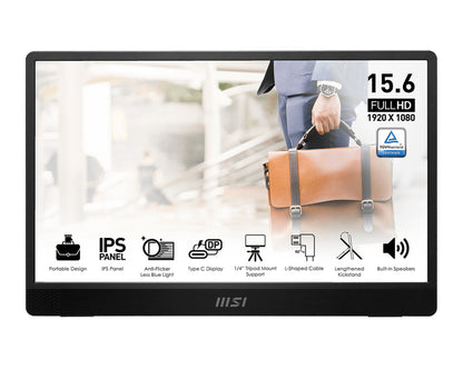 MSI PRO MP161DE E2 platta pc-skärmar 39,6 cm (15.6") 1920 x 1080 pixlar Full HD LED Svart