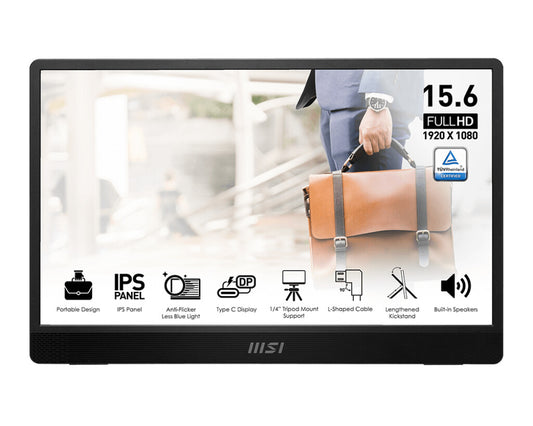 MSI PRO MP161DE E2 platta pc-skärmar 39,6 cm (15.6") 1920 x 1080 pixlar Full HD LED Svart