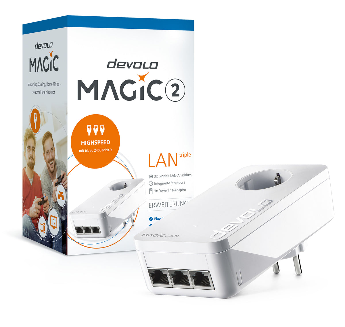 Devolo Magic 2 LAN triple 2400 Mbit/s Nätverksansluten (Ethernet) Vit 1 styck