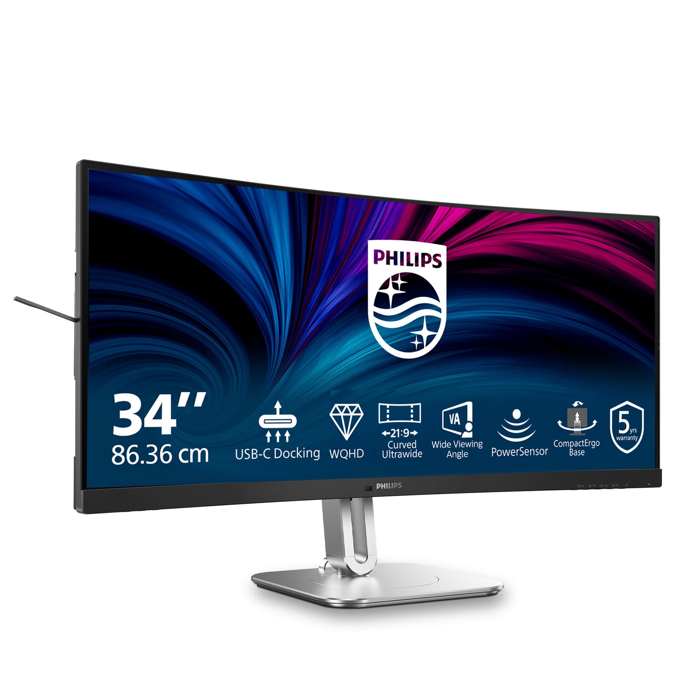 Philips 5000 series 34B2U5600C/00 platta pc-skärmar 86,4 cm (34") 3440 x 1440 pixlar Dual QHD LCD Grå