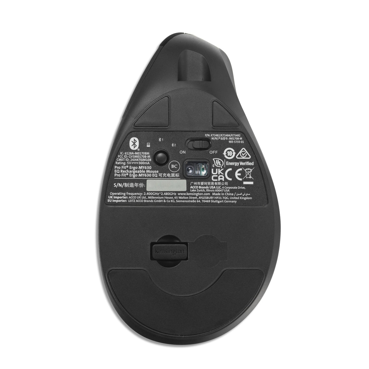 Kensington Pro Fit Ergo MY630 EQ uppladdningsbar mus